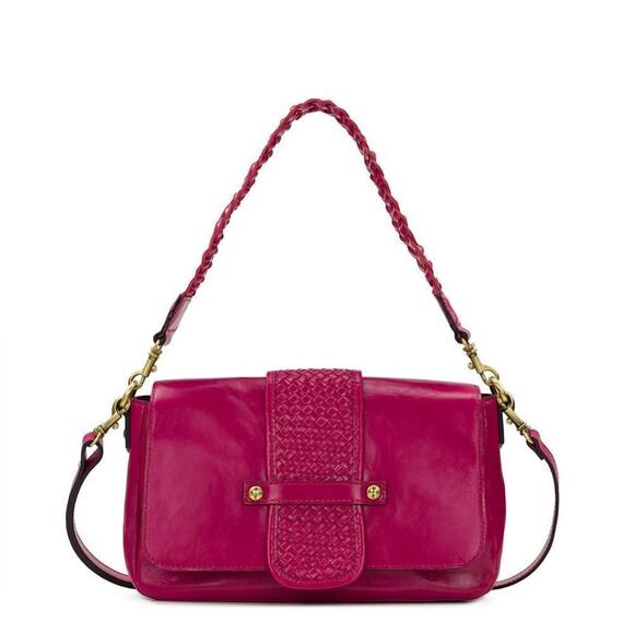 NWT Patricia Nash Fuchsia Elba Flap Convertible Crossbody Distressed Leather - Picture 4 of 13